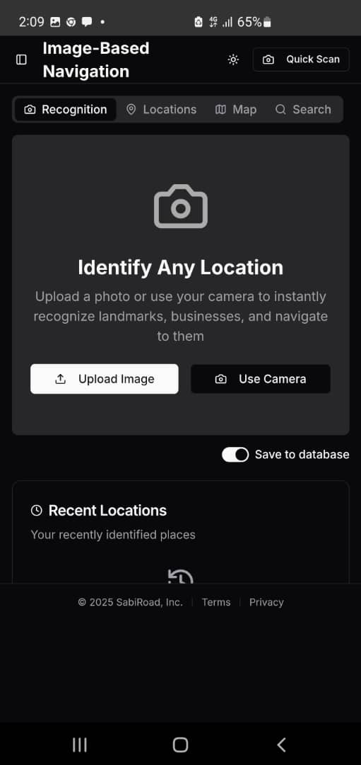 App screenshot: AI identifies location