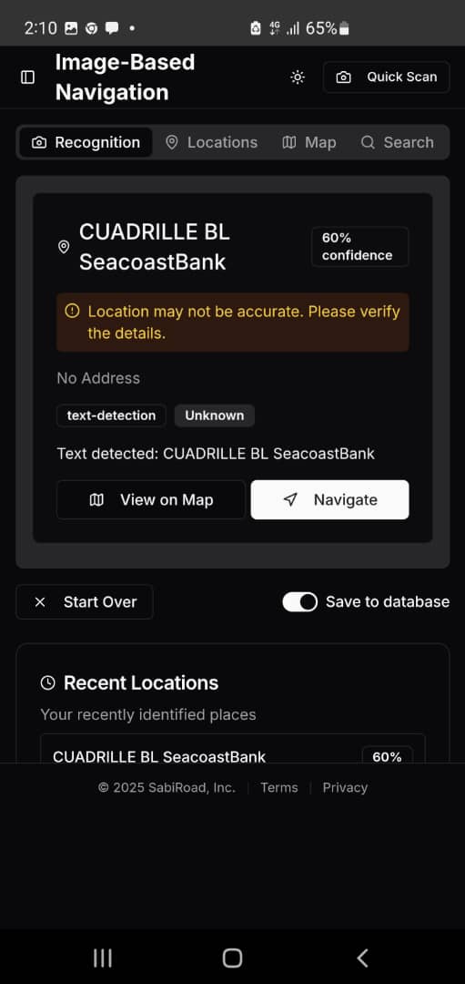 App screenshot: Choose navigation method